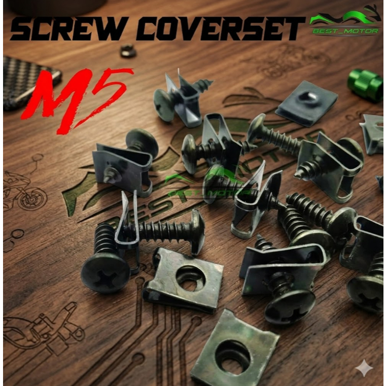 [ 1Biji ] ชุดฝาครอบสกรู Trade Kasar M5 Stea + คลิป / M5 X 15 SCREW UNIVERSAL ALLOY GOLD / TT