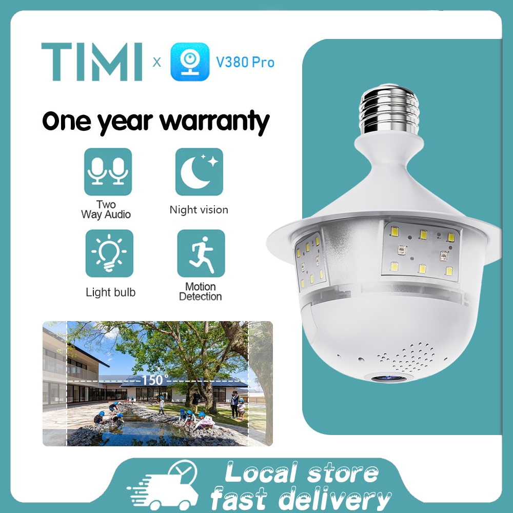 TIMI x V380 Pro Bulb Camera 2K WiFi Panoramic Light Bulb Security Camera Two-Way Audio