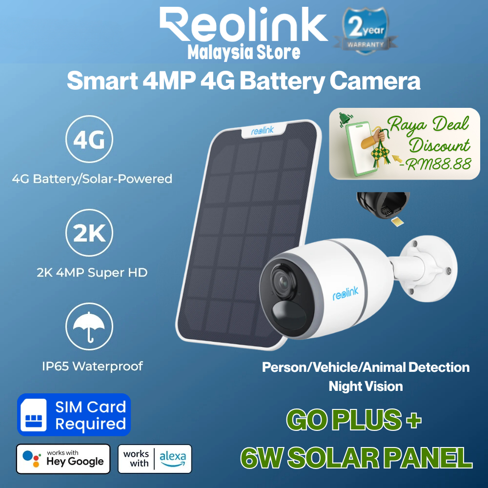 Reolink Go Plus 4G LTE 4MP พลังงานแสงอาทิตย์กล้องรักษาความปลอดภัยกลางแจ้งไม่มี WiFi พร้อมช่องใส่ซิมก