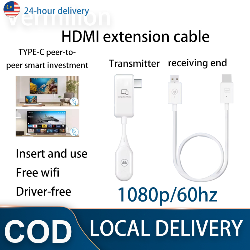 CS7 Wireless HDMI Transmitter Receiver 1080P 60Hz USB-C Plug Play Screen Casting สําหรับโทรศัพท์แล็ป