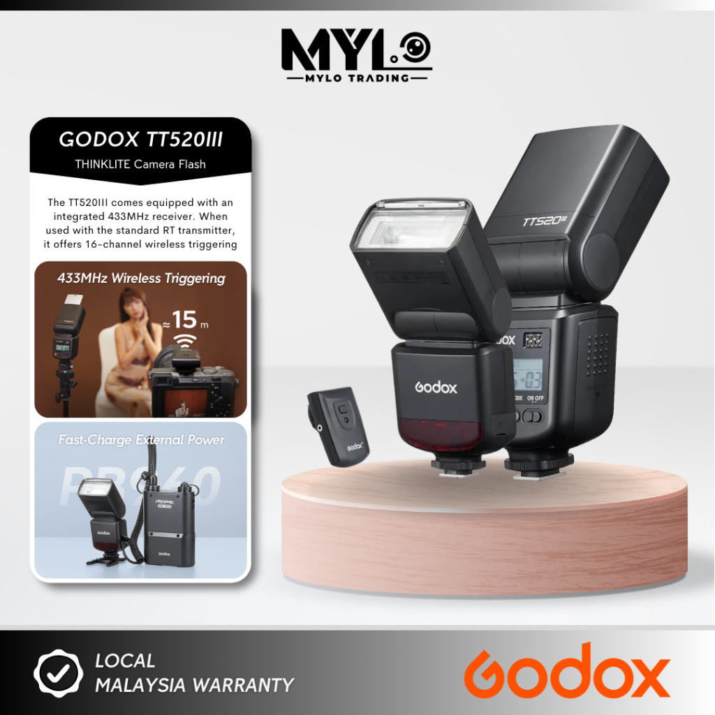 Godox TT520III กล้องสากลแฟลชอิเล็กทรอนิกส์ Speedlite เกียร์ไร้สาย TT560II 520II V860III V100PRO TT52