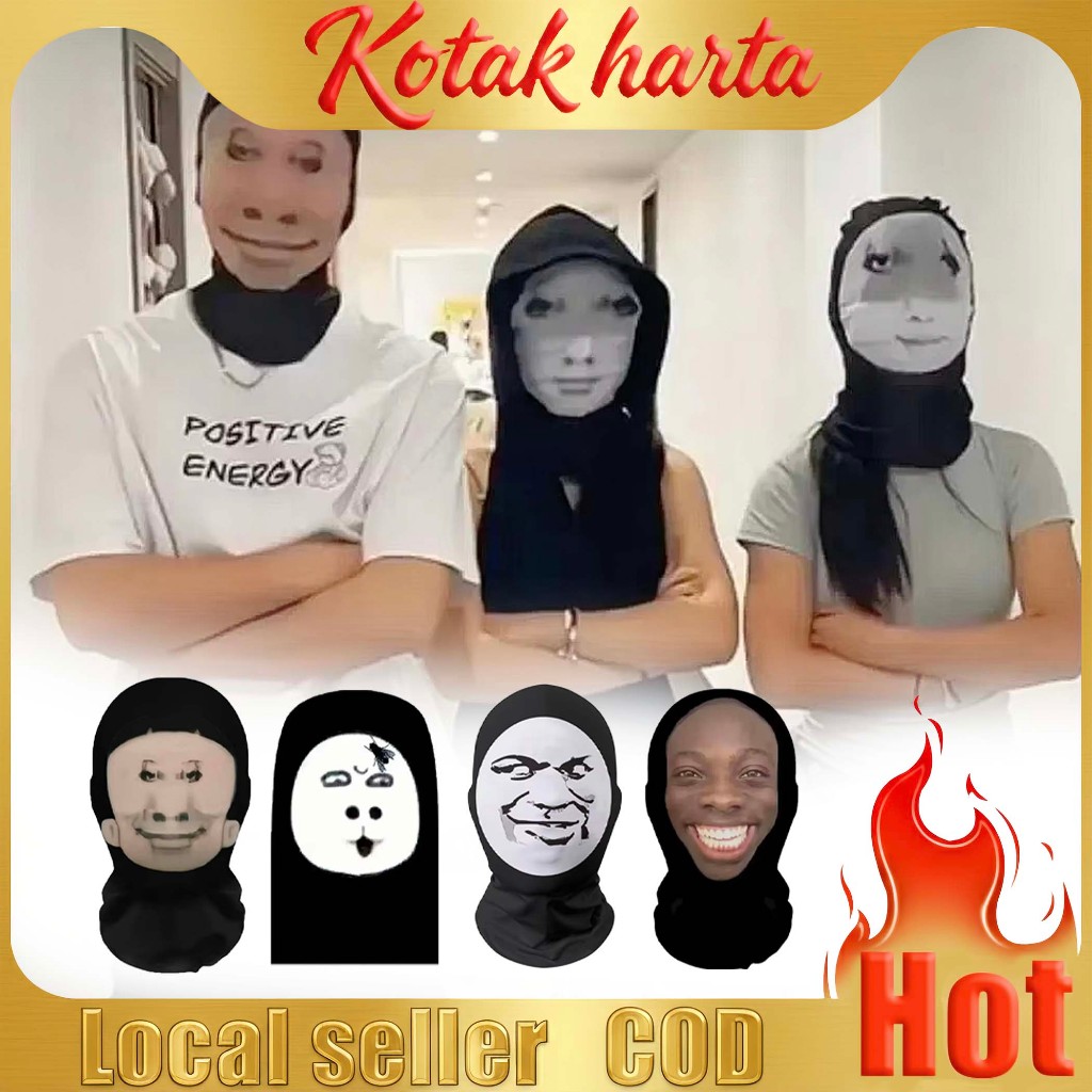 ใหม่ Spoof 3D Mesh Funny Headgear/Hialous Funny Emoji Mask/Face Print Mask Dress Up/Longtu Pranks He