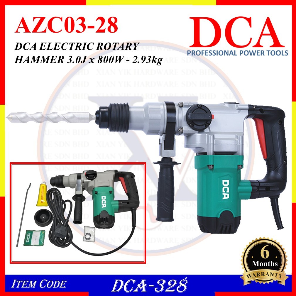 AZC03-28 DCA ELECTRIC ROTARY HAMMER 3.0J x 800W - 2.93kg - DCA-328