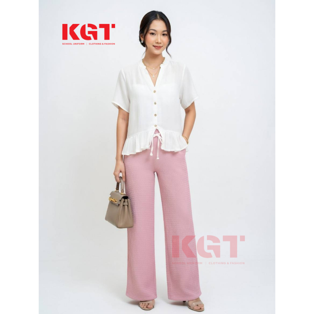 Aurora Palazo KGT ดีไซน์วาฟเฟิลไร้เหล็ก ฟรีไซส์ KGT Seluar Palazo Panjang Waffle Perempuan