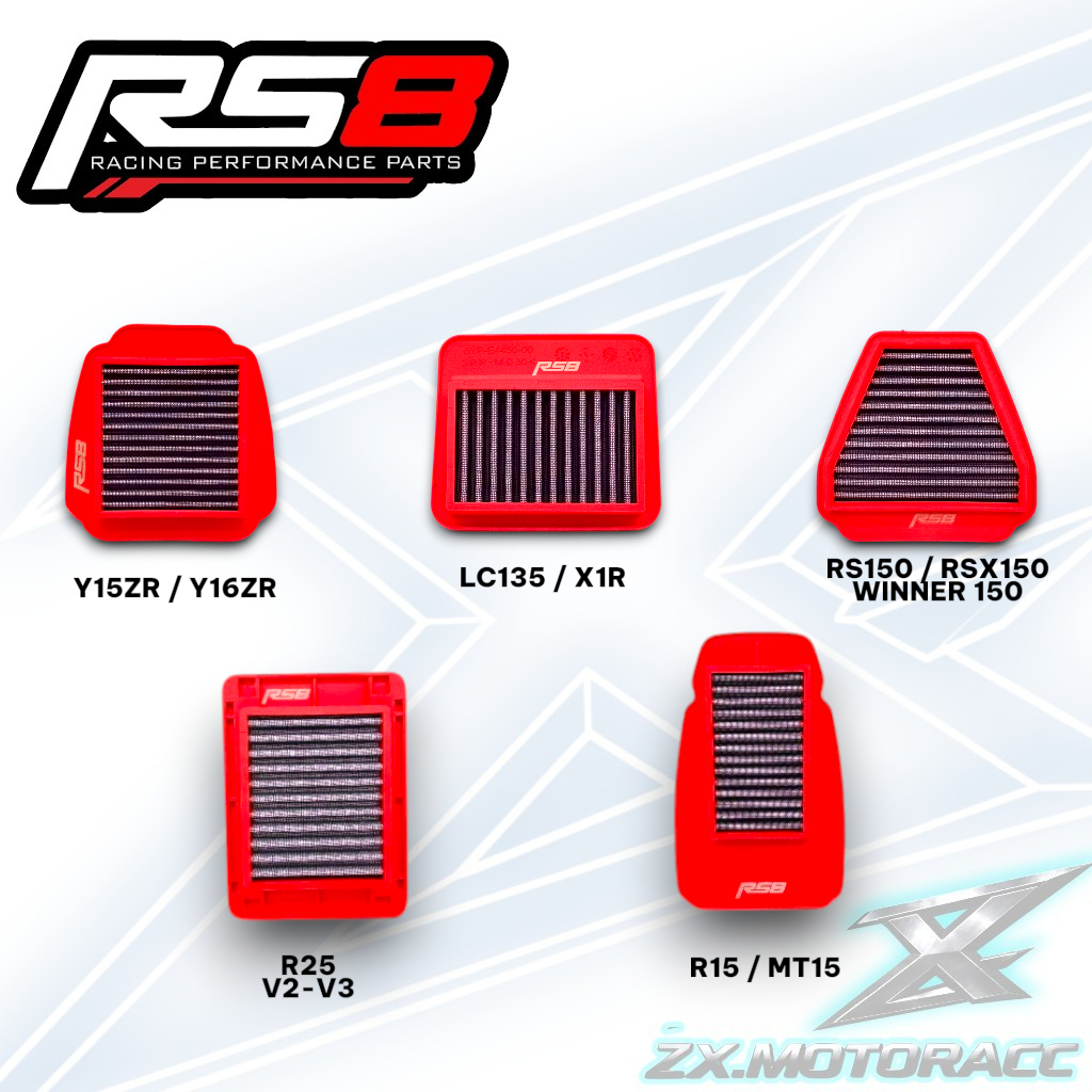 RS8 RACING AIR FILTER/Y15/Y16/LC135/RS150/RS/R25 V2-V3/R15/MT15/VARIO/AVANTIZ/SOLARIZ/NVX/NMAX/X/XMA