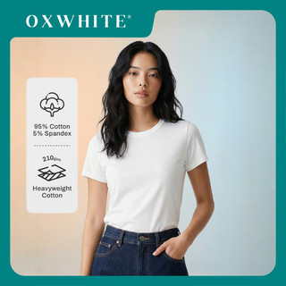 Oxwhite Women Premium Cotton Crew Neck Round Tee (Basic Colours)