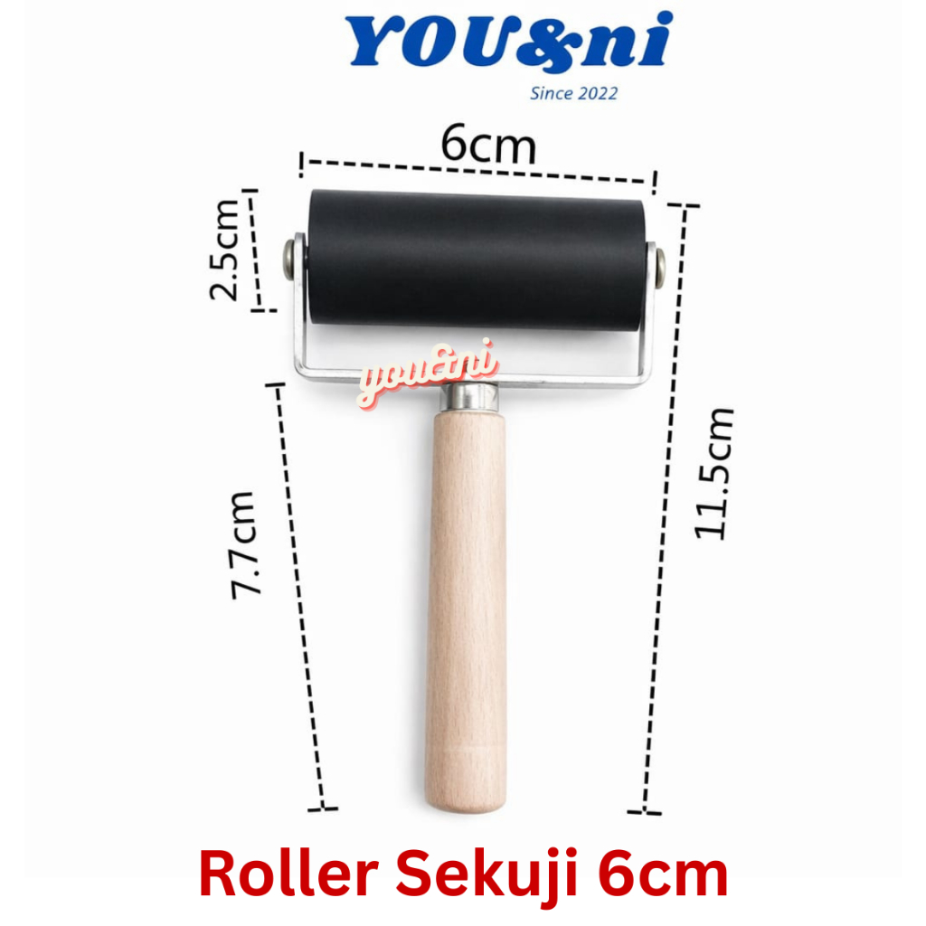 Art Roller Lino พิมพ์ด้ามไม้/ลูกกลิ้ง Sekuji /Penggelek Lino 6 ซม./2.36"