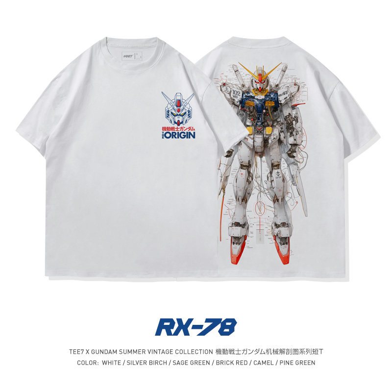 Gundam Mechanical Anatomy T เสื้ออะนิเมะญี่ปุ่นหุ่นยนต์ออกแบบผ้าฝ้าย 100% Cool Unisex Lelaki Wanita