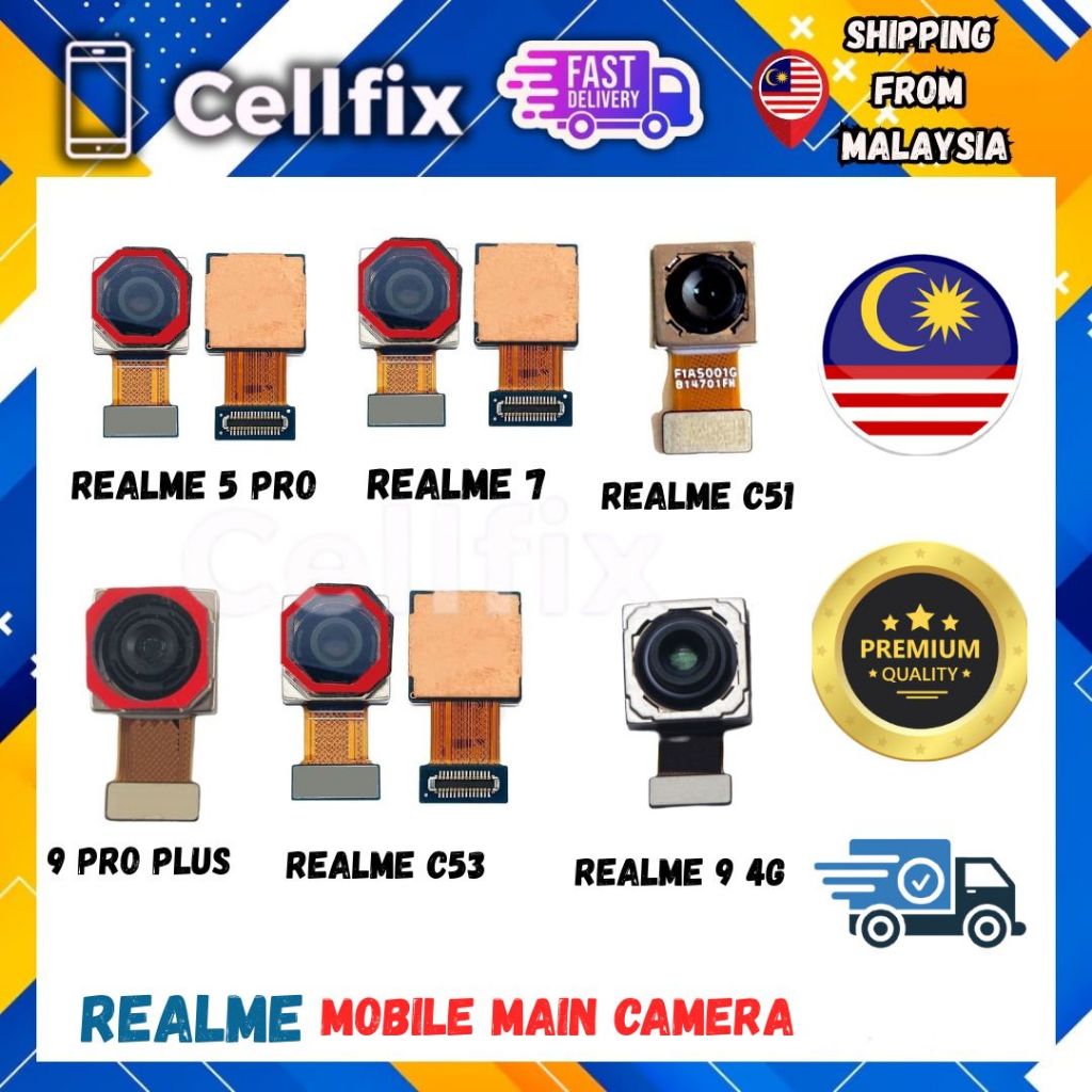CELLFIX COMPATIBLE BACK CAMERA / กล้องด้านหลังสําหรับ REALME 5 PRO REALME 7 REALME C51 REALME 9 PRO 