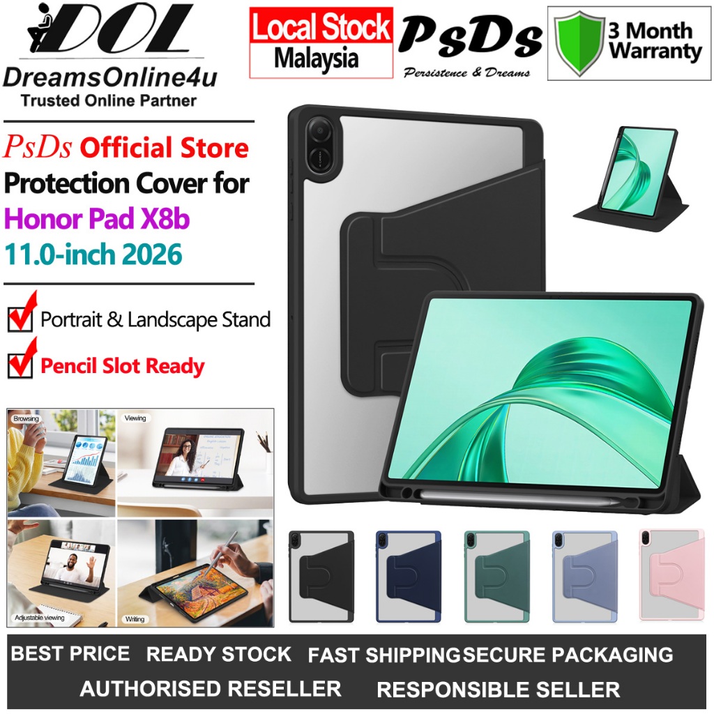 PsDs Honor Pad X8b 11 นิ้ว 2026 ‎NDL2-W09 F360 Multiple View Mode 360 Rotation Protection Cover Case