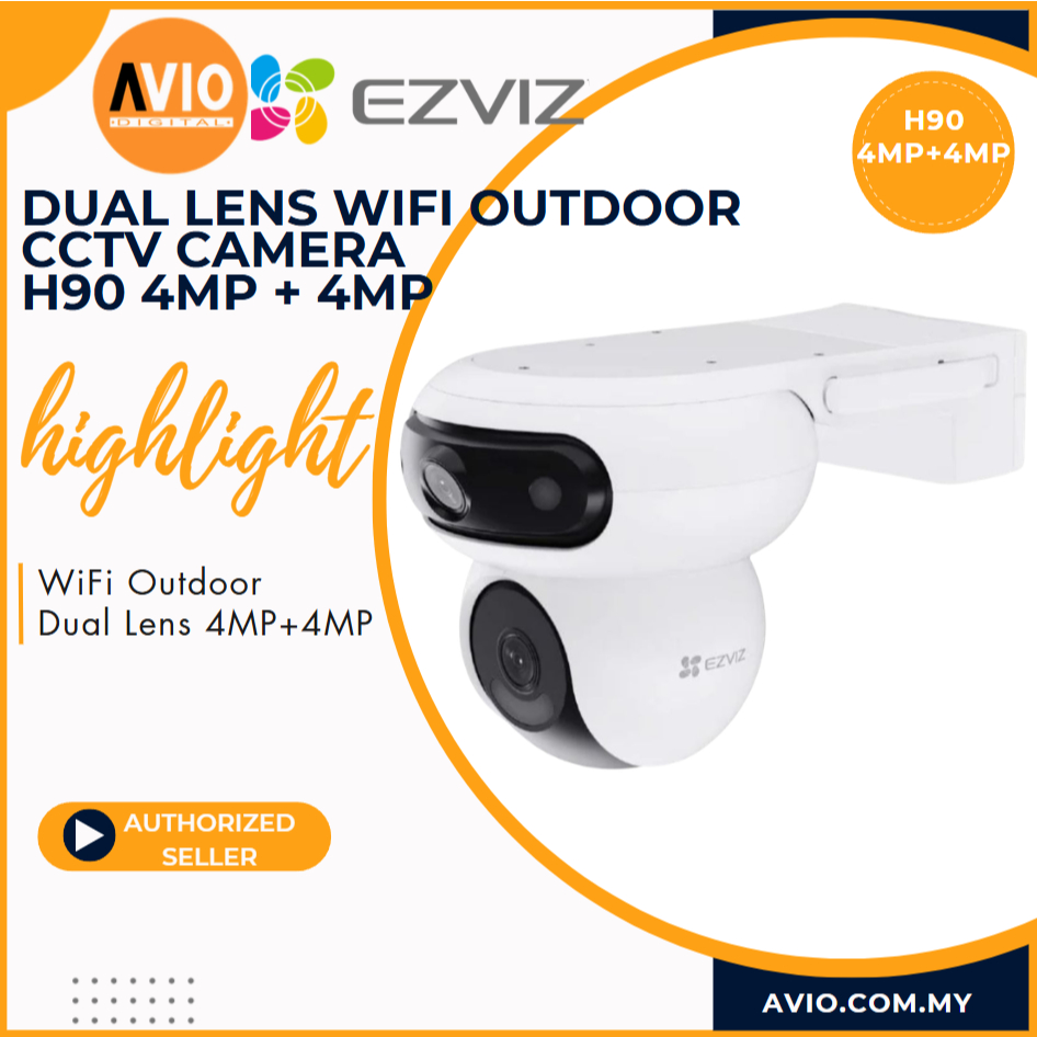 Ezviz 4MP + 4MP Dual Lens Wifi กันน้ํากลางแจ้ง PT Pan Tilt กล้องวงจรปิด Night Vision H90 4MP + 4MP