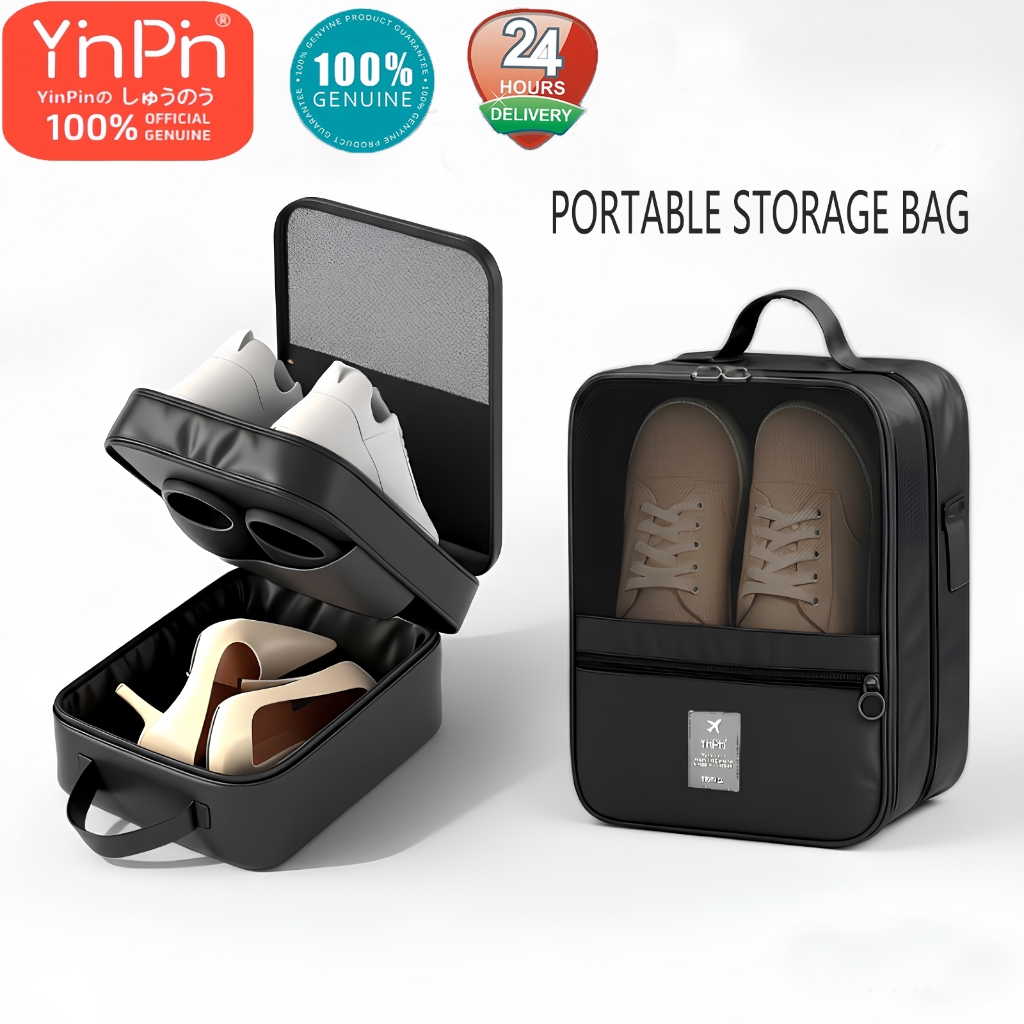 YINPIN กระเป๋ารองเท้าเดินทางแบบพกพา 3 ชั้นกันน้ําฝุ่นรองเท้า Organizer กระเป๋า Multi-fuction Zippe T