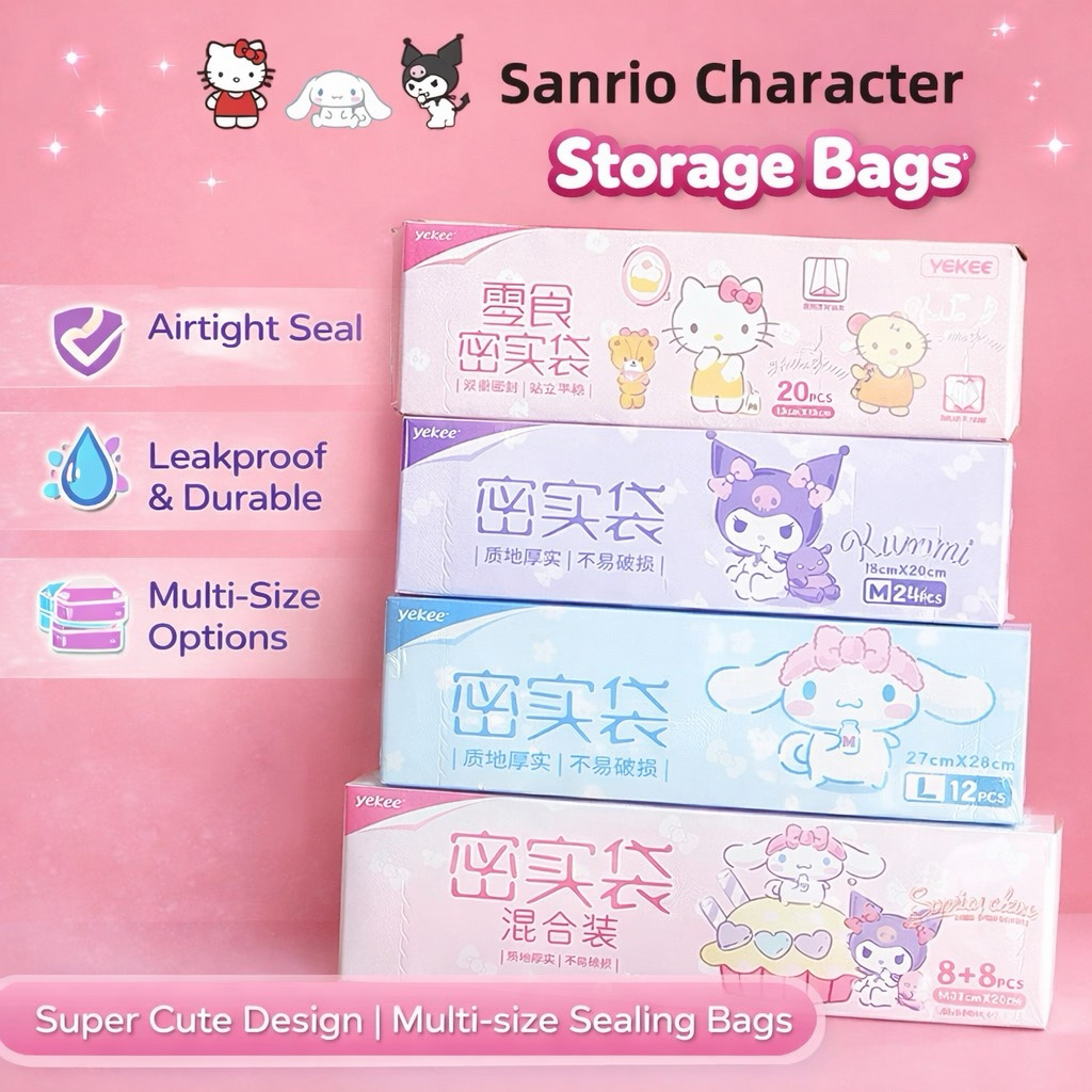 FairyHome ถุงเก็บอาหาร Leakproof Airtight Ziplock นํากลับมาใช้ใหม่หนา PE Plastik Multi Size Freezer 