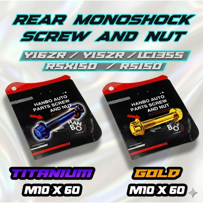 SKRU MONO SHOCK Y15 Y16 LC135 LC 135 RS 150 SCREW MONOSHOCK M10X60 / M10X55 / M10X60 ดีไซน์ใหม่