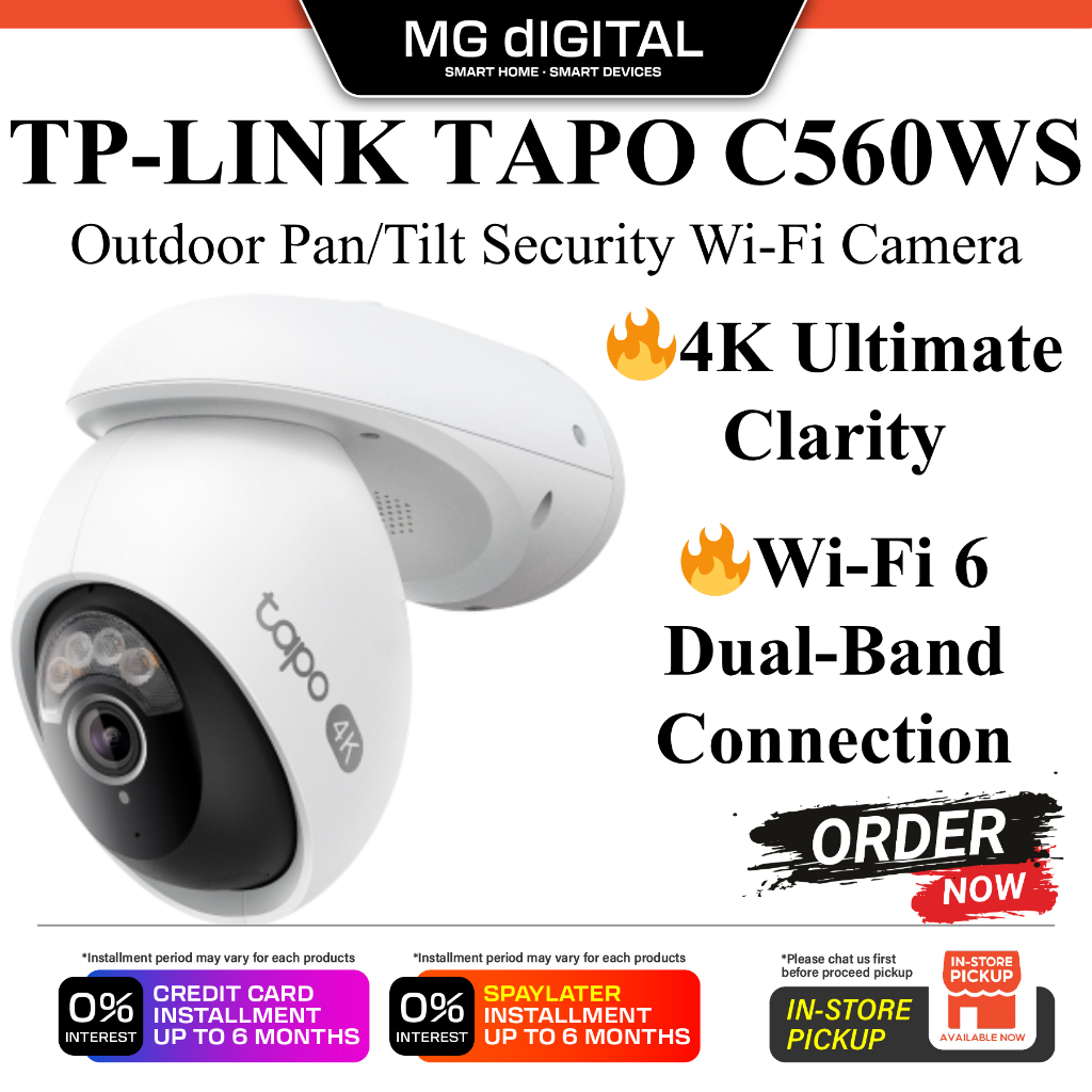 TP-Link Tapo C560WS 4K Outdoor Pan/Tilt Security กล้องวงจรปิด Wi-Fi l IP66 Weatherproof