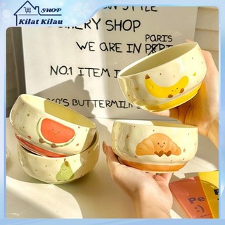 Rice Bowl With Spoon 2026 Fruit Ceramic Bowl Creative Yogurt Bowl Kitchen Dinnerware Plate Gift