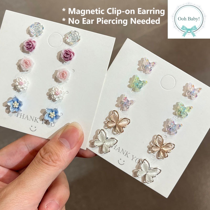 Magnetic Clip-On Earing /Ear Clip Minimalist Style Fashion Earing (ไม่จําเป็นต้องเจาะ) Subang Magnet