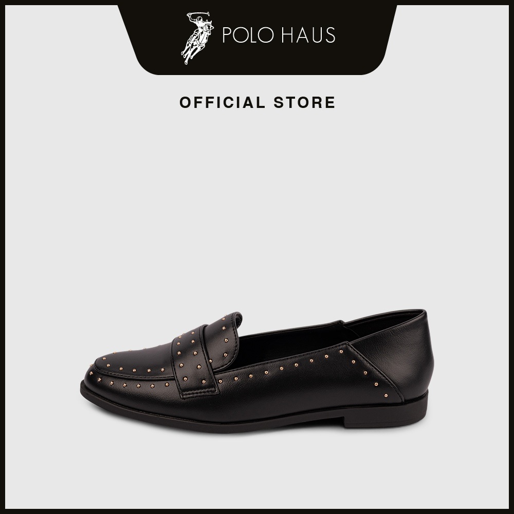 POLO Ladies Jayleen Studded Comfort Loafer Shoe -P52505-RI01SV-1-BLACK