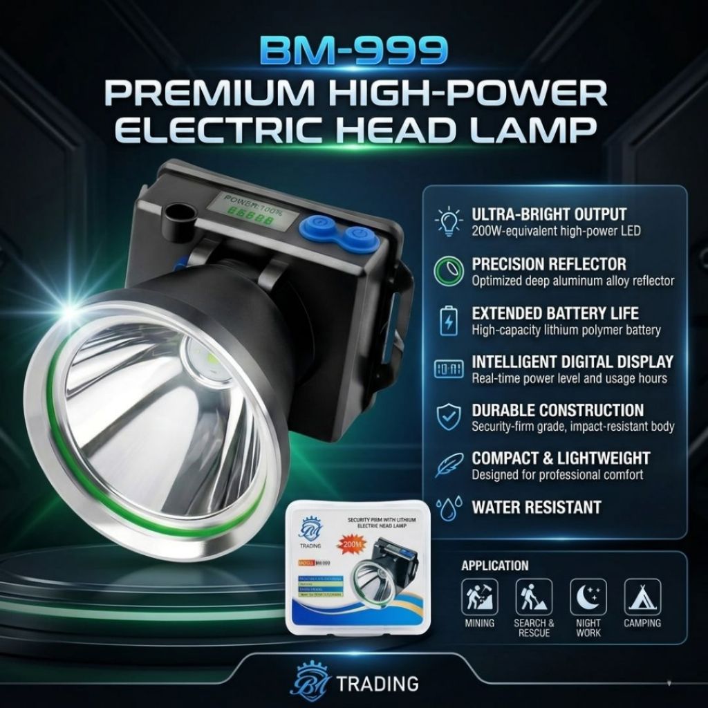 BM999 LED ไฟหน้าแบบชาร์จไฟได้ไฟหน้ากําลังสูง Bright Lampu Kepala ชาร์จ USB 3 โหมดไฟฉายตกปลาล่าสัตว์