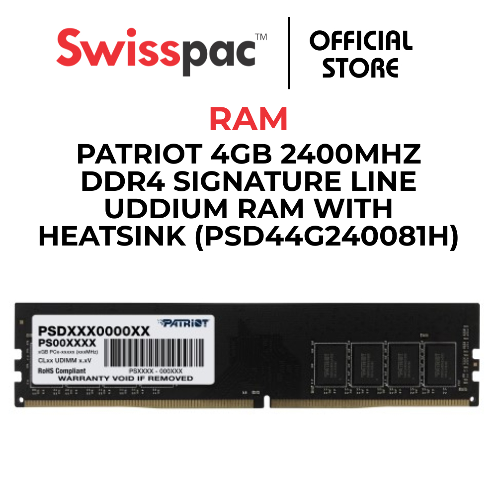 PATRIOT 4GB 2400MHZ DDR4 SIGNATURE LINE UDDIUM RAM พร้อม HEATSINK (PSD44G240081ชม.)
