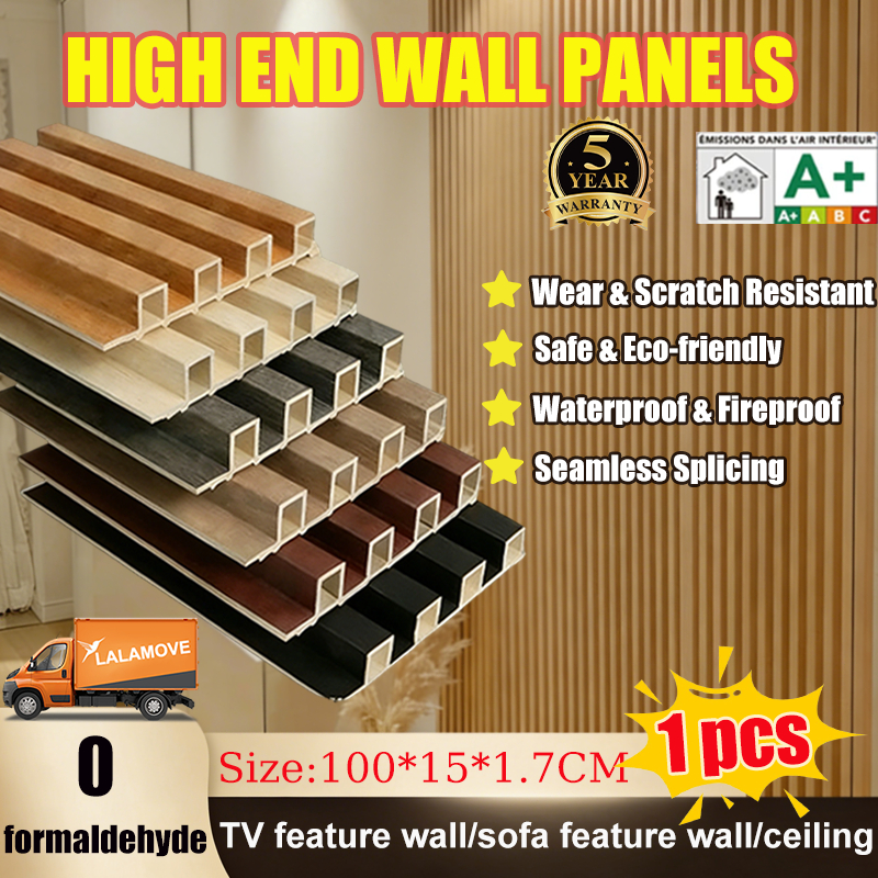 1 PVC TicioCizz PVC Fluted Wall แผง WPC ผนัง 3.3 ฟุต x 0.5 ฟุต Wall Design Decor Hiasan Dinding Tamu