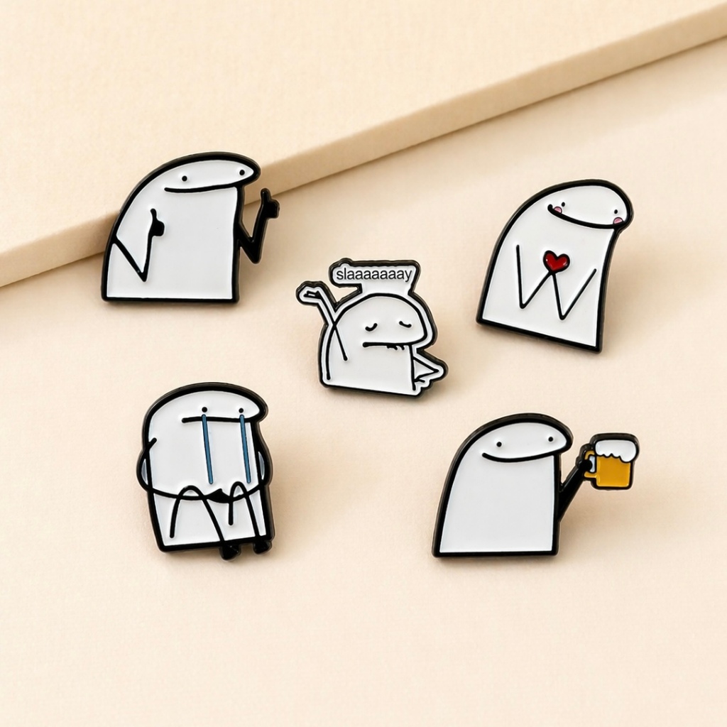 Pingo ʀᴇᴀᴅ SᴛᴏᴄOOOO น่ารักเคลือบ Pin Minimalist เข็มกลัด Badge Sad Internet Meme Flork