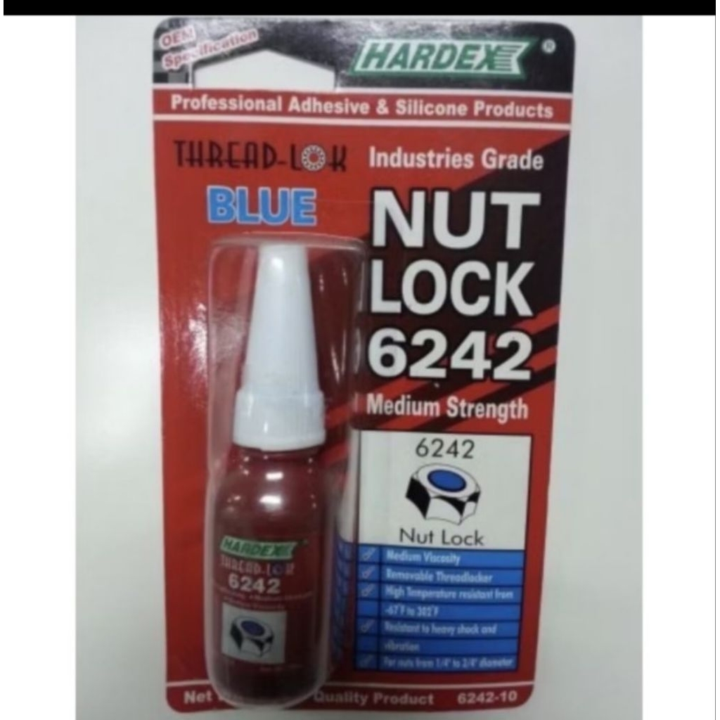 Hardex Thread Lock Nut Lock 6242 Medium Strength Blue 10ml