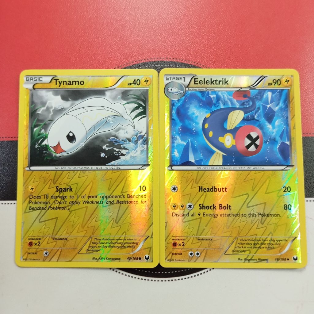 Pokemon TCG - ชุดการ์ด Tynamo & Eelektrik 45 & 46/108 - Dark Explorers (Reverse Holo)