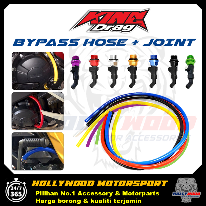KING DRAG UNIVERAL BYPASS HOSE + อลูมิเนียมอัลลอยด์อัลลอยด์ JOINT AVAILABLE BLACK GOLD SILVER BLUE R