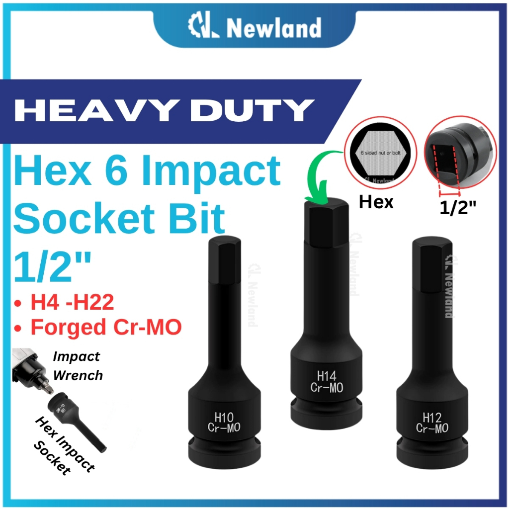 Hex Impact Socket Bit / Allen Key Socket ประแจ (1/2") 6-Point CR-MO H4 H6 H8 H10 H17 H19