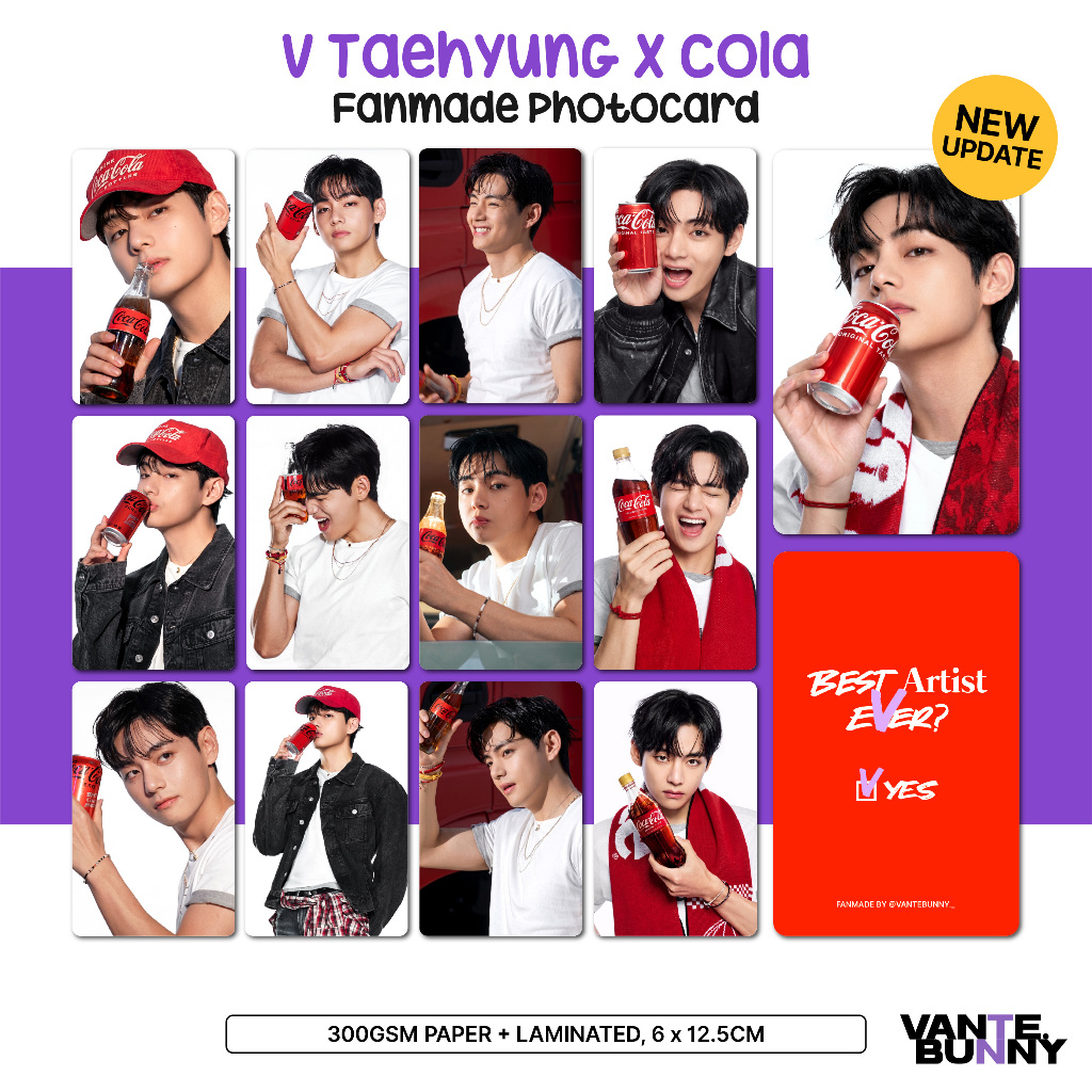 Taehyung V x Cola Photocards Fanmade Photo Card PC vantebunny