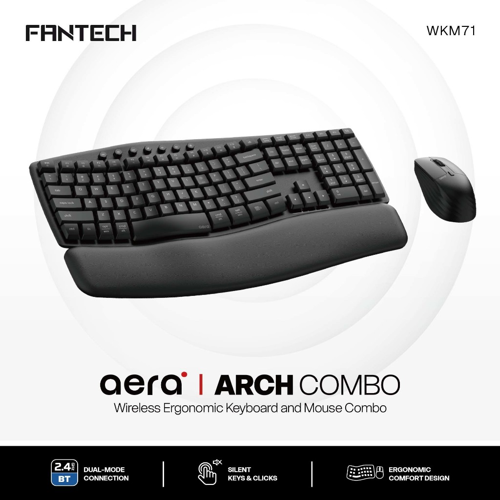 FANTECH WKM71 ERA ARCH COMBO WIRELESS ERGONOMIC คีย์บอร์ดและเมาส์ COMBO