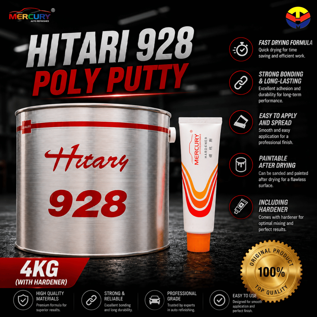 Hitari 928 Poly Putty พร้อม Hardener Car Body Filler Dent Repair โพลีเอสเตอร์ Putty