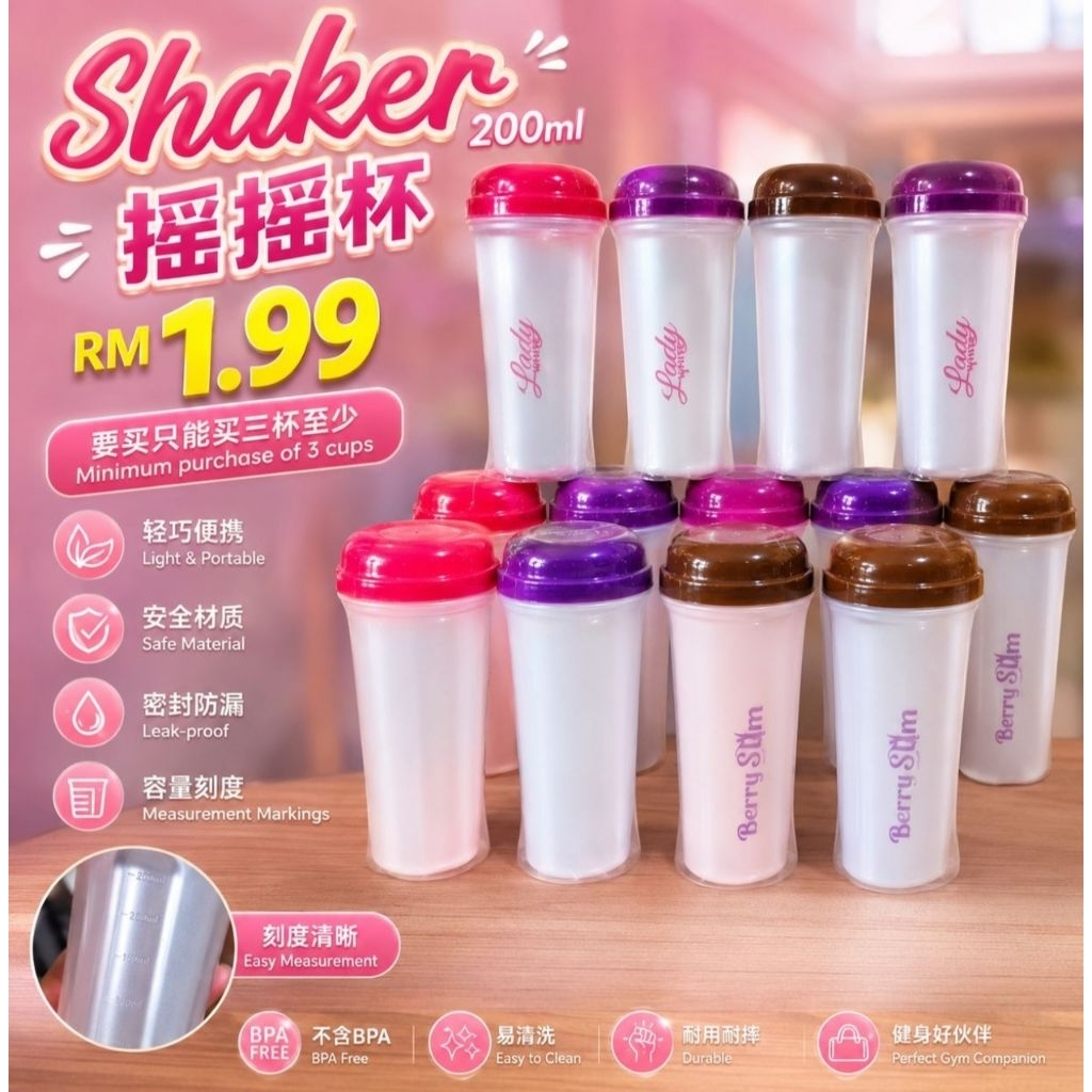 Botol Shaker Plastik Botol Air Water Bottle Shaker Bottle 200ml Waterbottle Shaker Cup