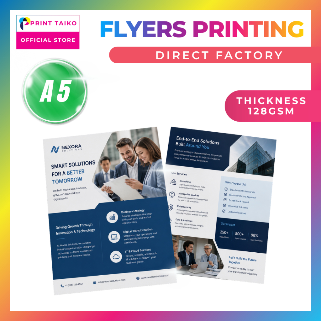 พิมพ์ A5 Flyer Printing128gsm Art Paper/ หิมาลัยพิมพ์刷 / Flyer Cetak/การพิมพ์ดิจิตอลสี/1 พิมพ์ด้านข้