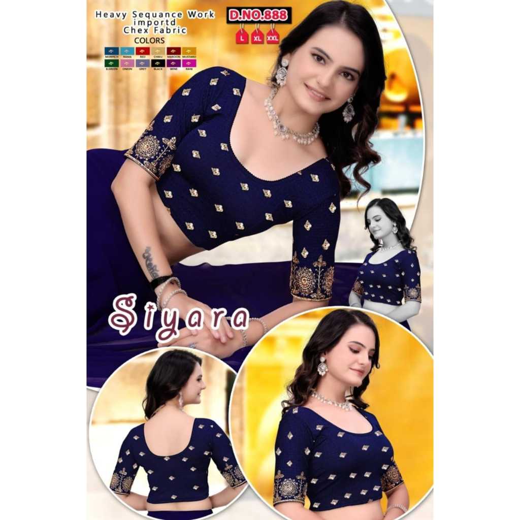SAREE BLOUSE LYCRA CAN STRECH UNTIL L ถึง 2XL BUST SIZE 44 DN888 งานเจาะ
