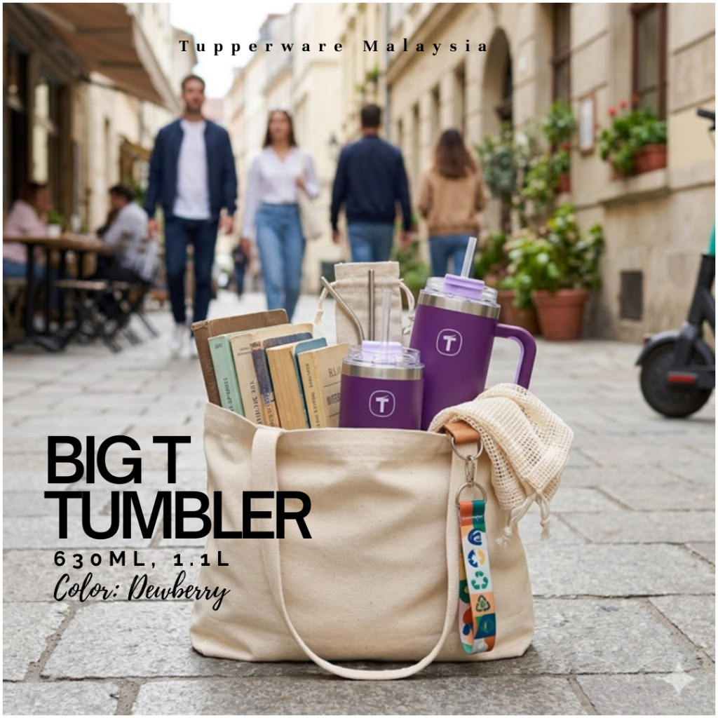 Tupperware Big T Tumbler (630ml, 1.1L, Dewberry)
