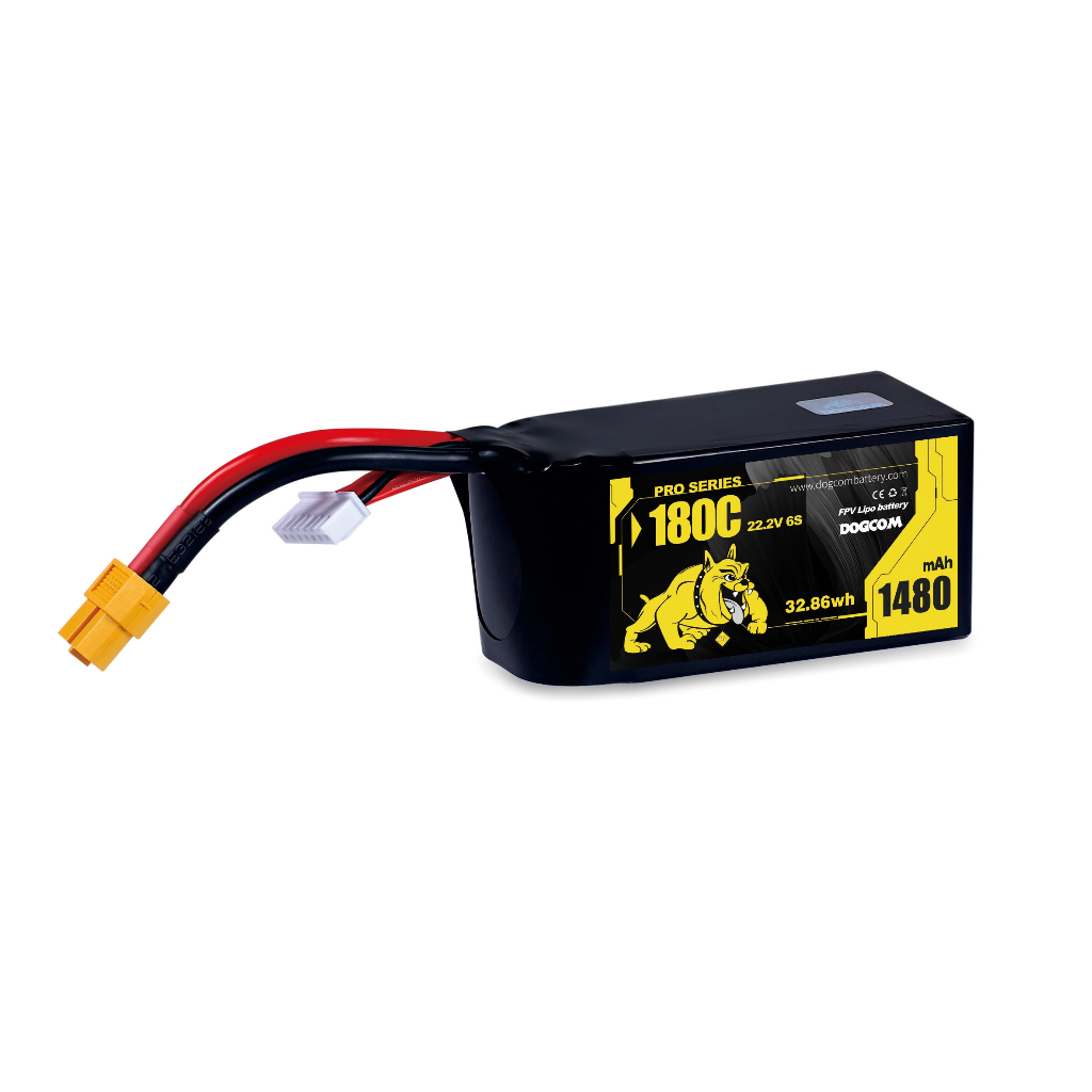DC1480/180C-6S // DOGCOM 1480mAh 180C 6S 22.2V Extremely High Discharge FPV Racing Lipo แบตเตอรี่