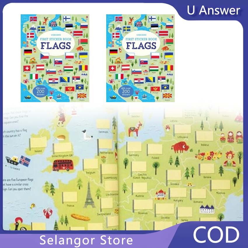 Flags Sticker Book สติ๊กเกอร์ฉีก หนังสือภาพสถานการณ์ หนังสือสติกเกอร์สําหรับเด็ก Country Flag Sticke