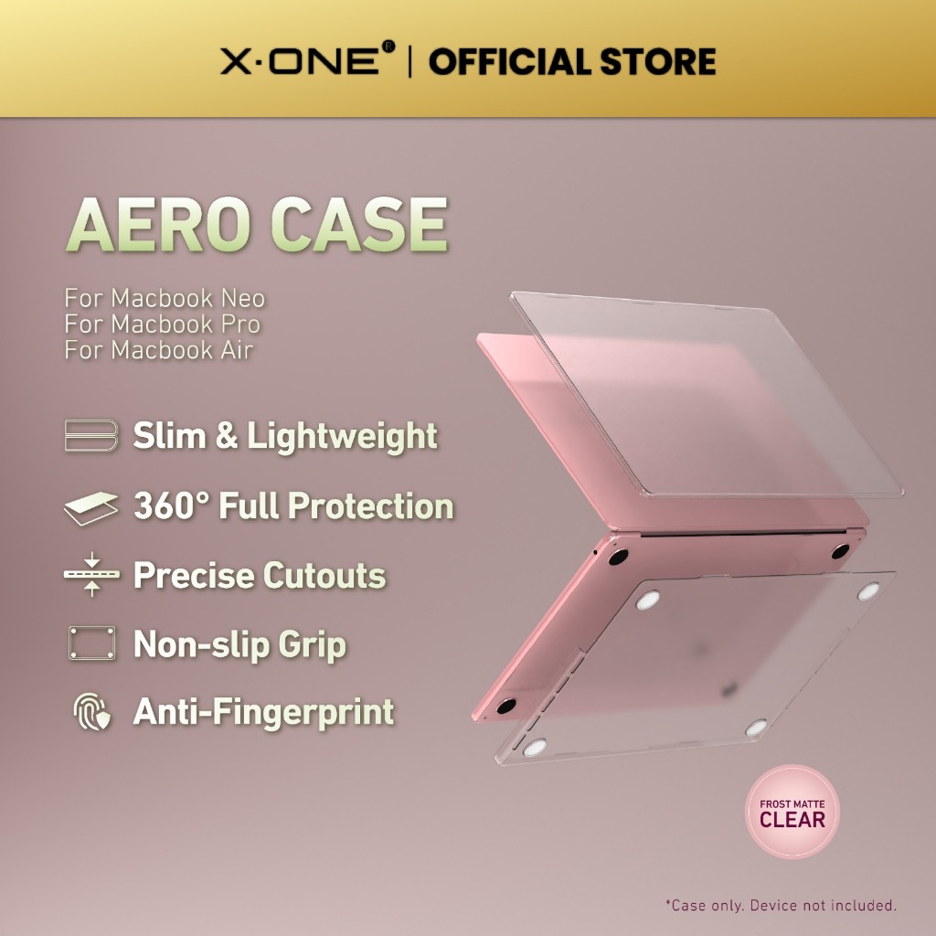 X.ONE Aero เคสสําหรับ Macbook Neo/Air 13 "/15 "/Pro 14"/16" Matte Clear Ultra Thin น้ําหนักเบาป้องกั