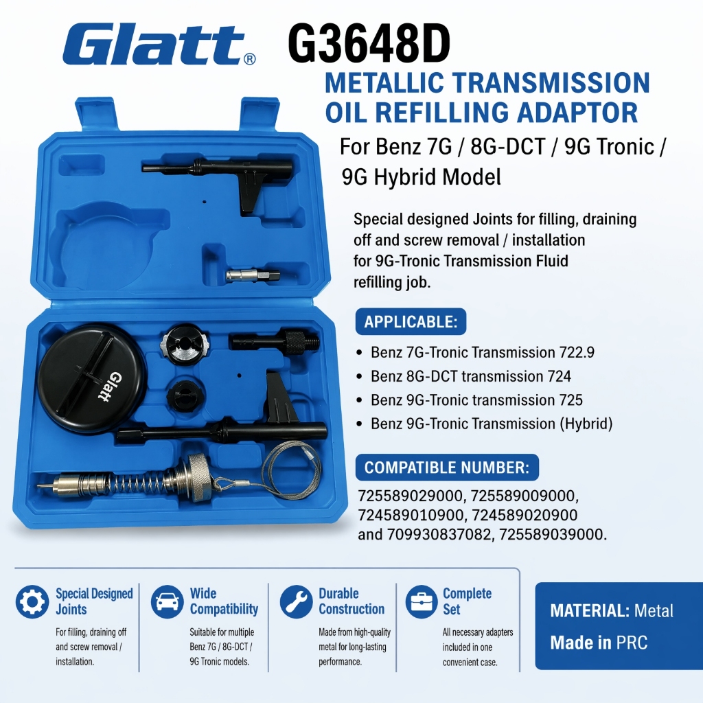 Glatt G3648D Metal Transmission Oil Refilling Adaptor สําหรับ Benz 7G / 8G-DCT / 9G Tronic / 9G รุ่น