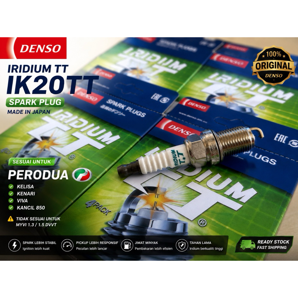 Perodua Kelisa Kenari Viva Kancil myvi DENSO IK20TT Iridium TT หัวเทียน