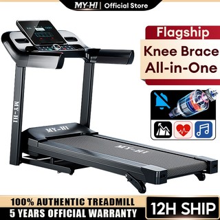 MY-HI Treadmill Foldable Slope Incline Walking Pad Smart with Bluetooth Speaker Heart Rate Monitor