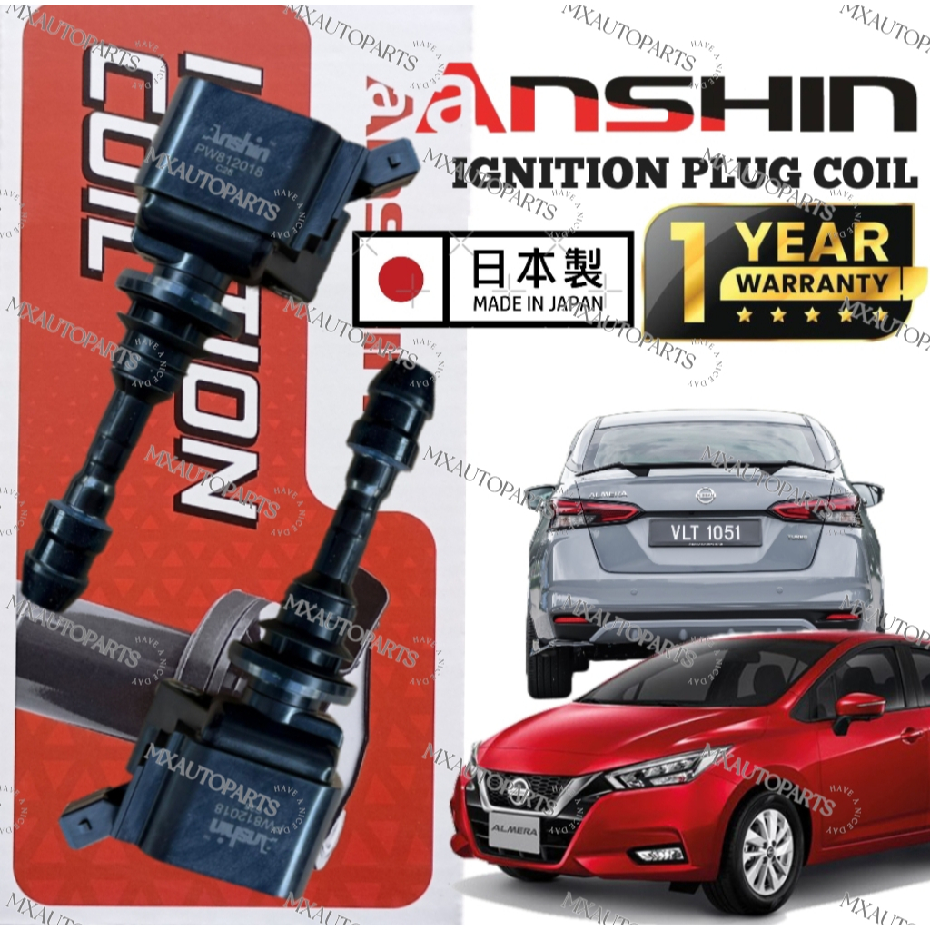 (WARRANTY 1YEAR) ANSHIN JAPAN IGNITION PLUG COIL NISSAN ALMERA N18 1.0 TURBO