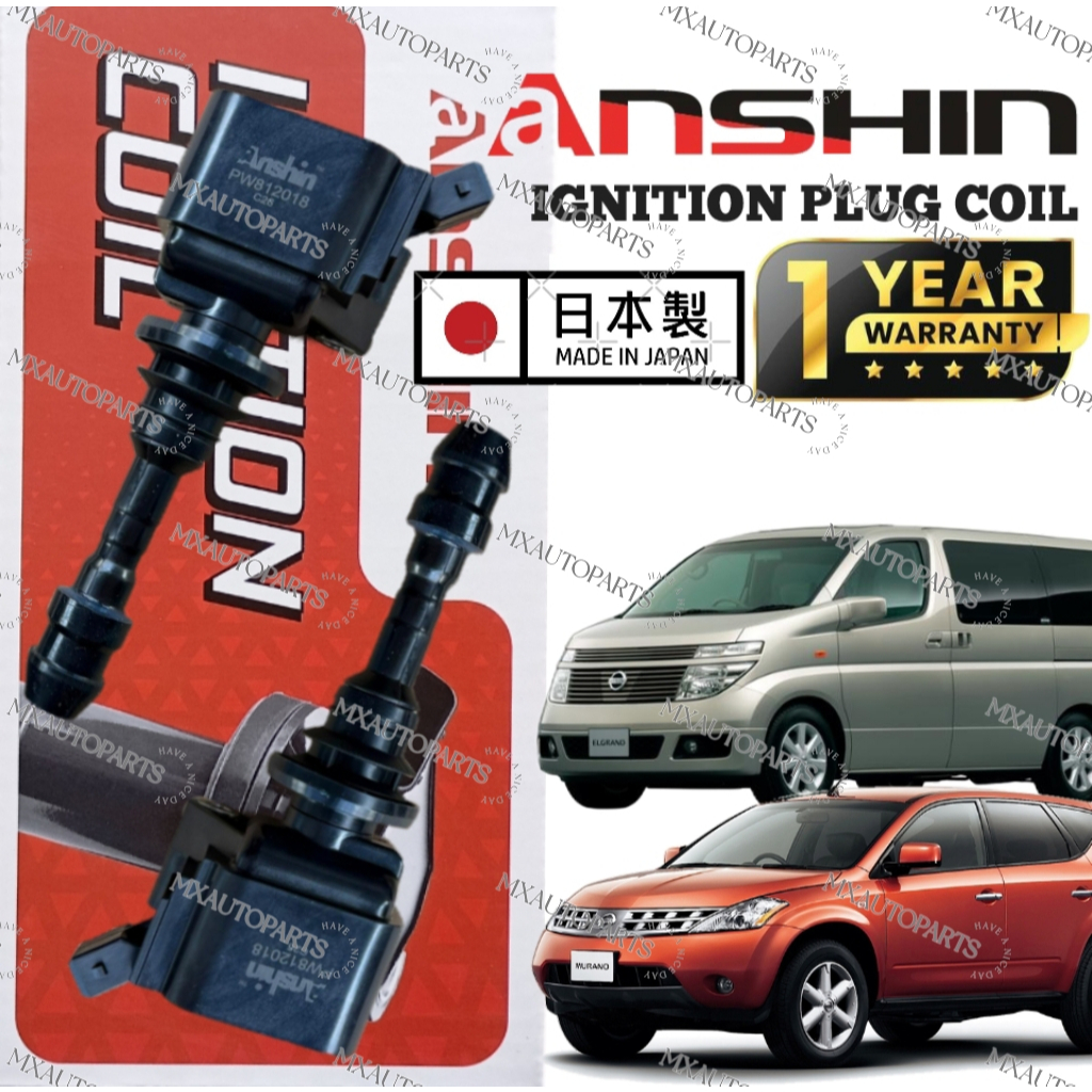 (WARRANTY 1YEAR) ANSHIN JAPAN IGNITION PLUG COIL NISSAN MURANO Z50 3.5 V6 ELGRAND E51 3.5
