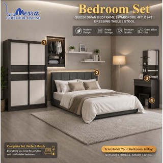 (Siap Pasang)Mesra- 4x6 Bedroom Set Sliding door , Set Bilik Tidur , Almari Baju , 4X6 Wardrobe , bedroom set , wardrobe