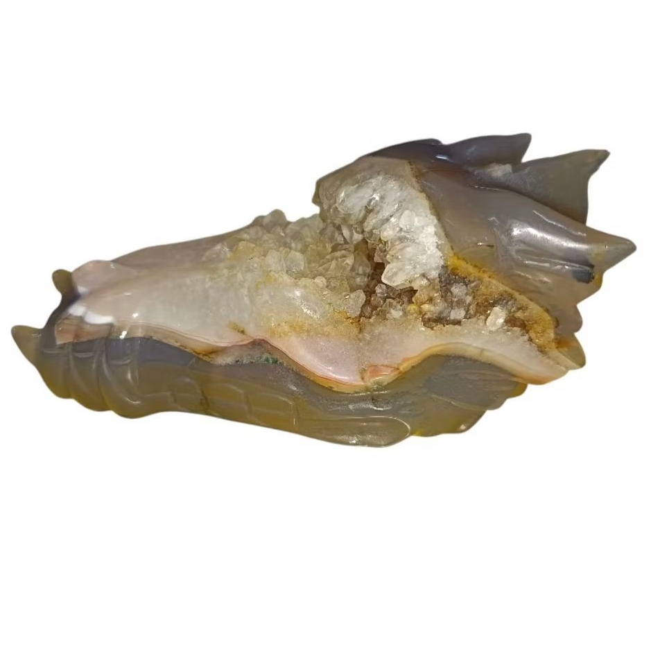 Druzy agate มือแกะสลักหัวมังกร X21