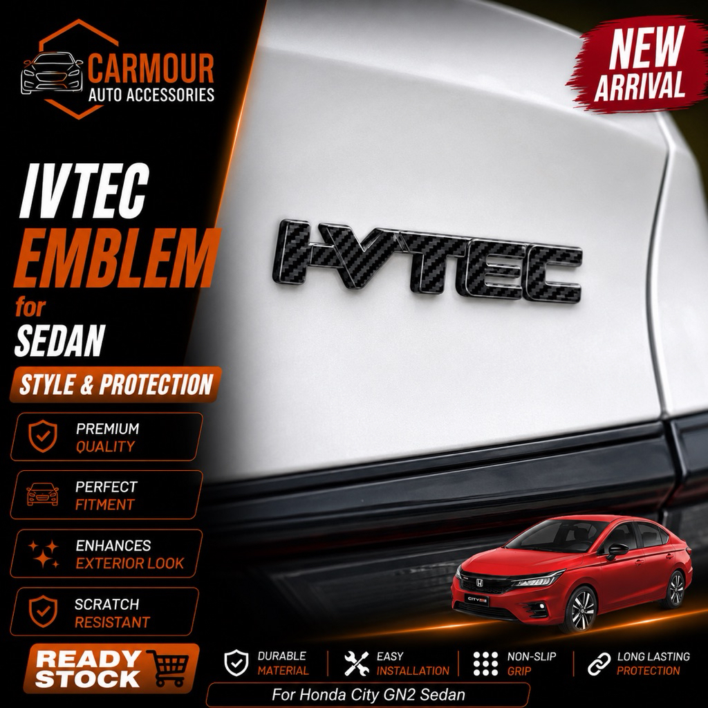Honda City 2020-Present City GN2 ซีดานด้านหลัง Ivtec Wording Emblem IVTEC โลโก้ Direct Stick