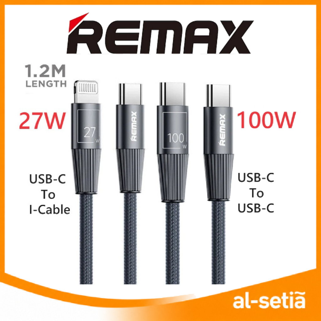 REMAX INFINITY SERIES RC-C106 USB C TO USB C (100W)/ RC-C107 สาย USB C TO I (27W) สายชาร์จ 1.2M BLUE