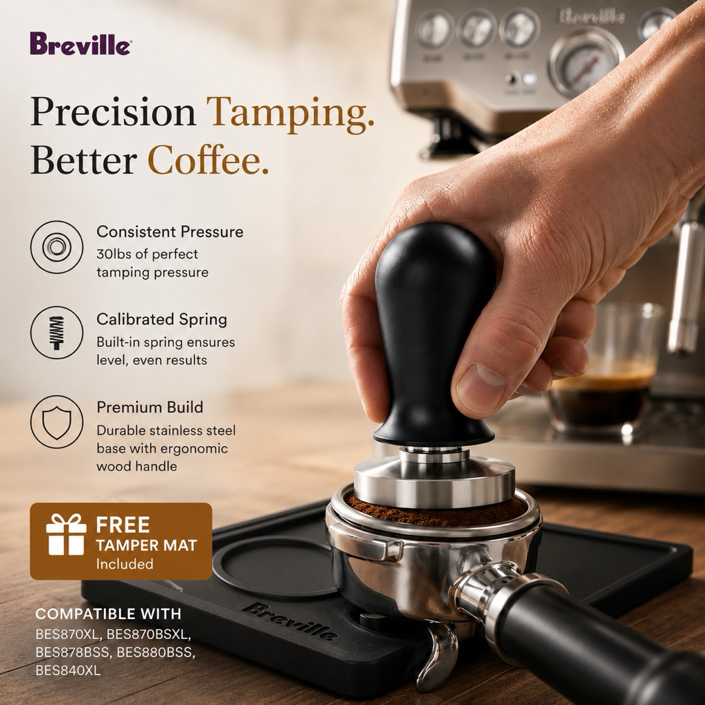 Breville 54mm Calibration Coffee Tamper + ฟรีเสื่อแทมเปอร์เหมาะสําหรับ BES870XL / BES870BSXL / BES87